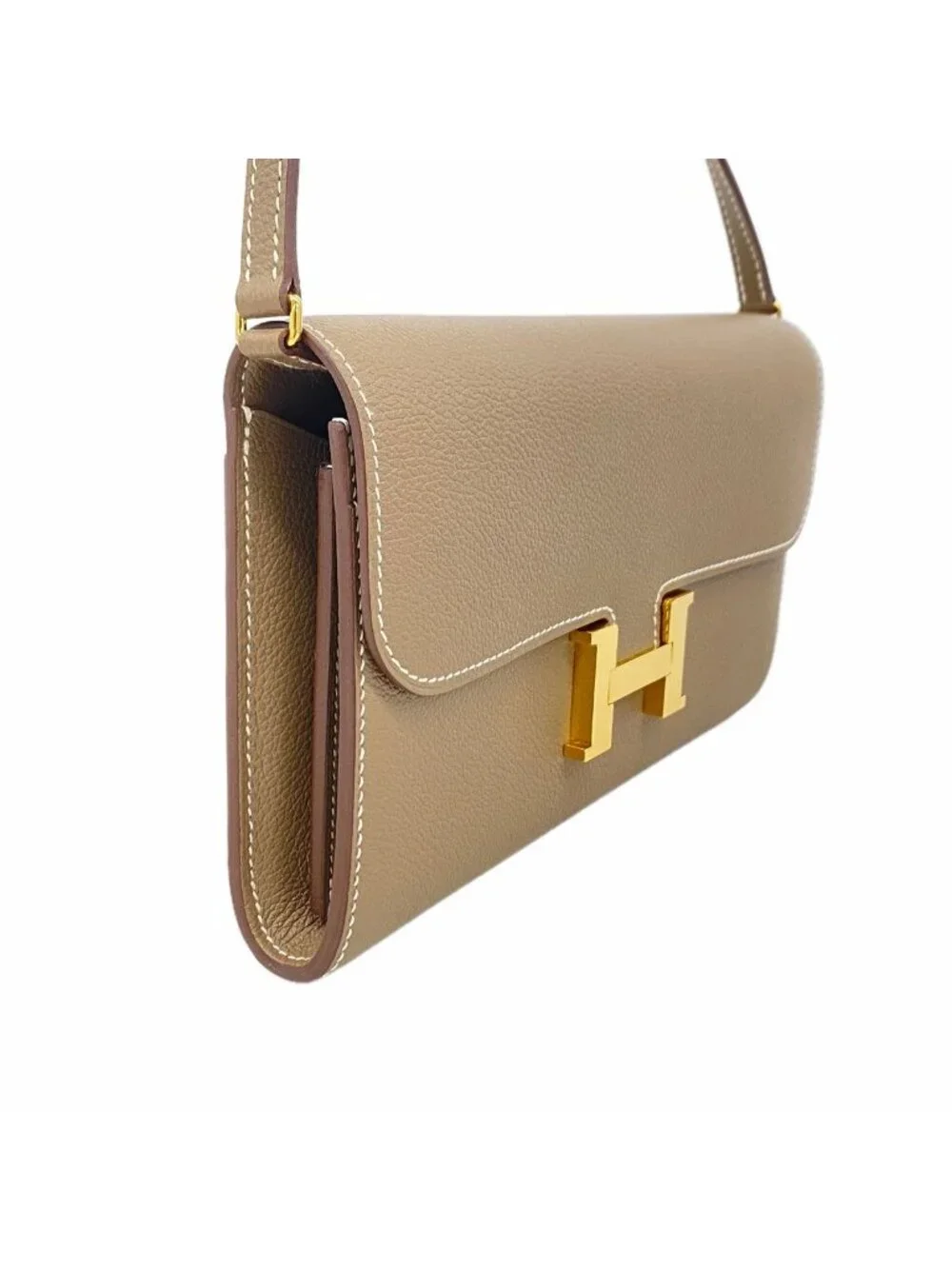 Hermes Wallet on Chain Constance to Go Evercolor Etoupe Gold Shoulder Bag